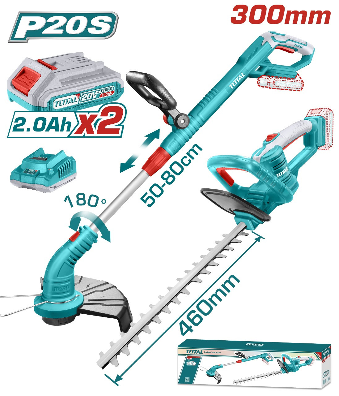 Combo Deal of Total Cordless Grass Trimmer and Cordless Hedge Trimmer TOSLI240585