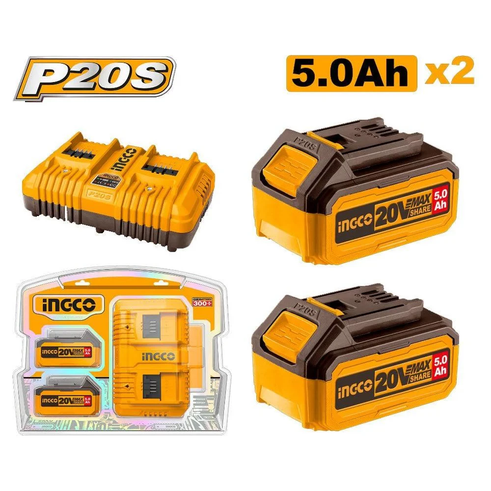 Ingco 20V P20S Lithium-Ion Battery and Charger Kit FBCPK2425