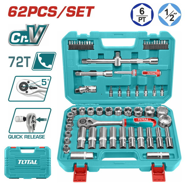 Total 62Pcs 1/2" Socket Set THT121602