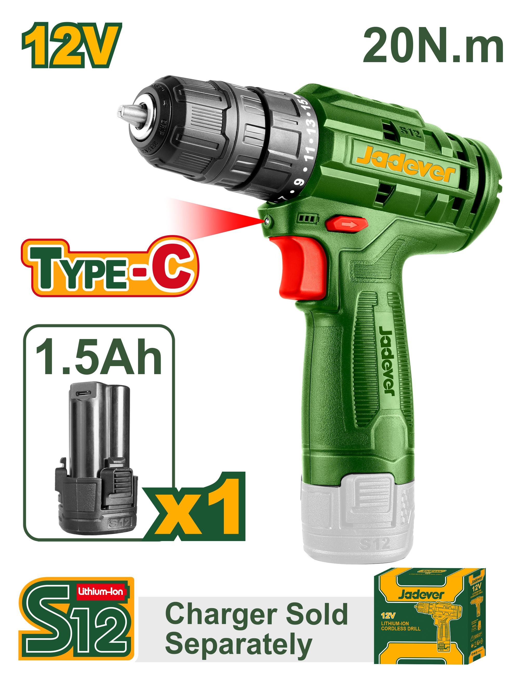 JADEVER 12V Cordless Drill JDCDS510