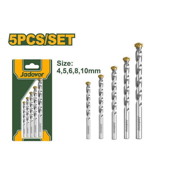 JADEVER 5 Pcs Masonry Drill Bits Set JDMJ2K01