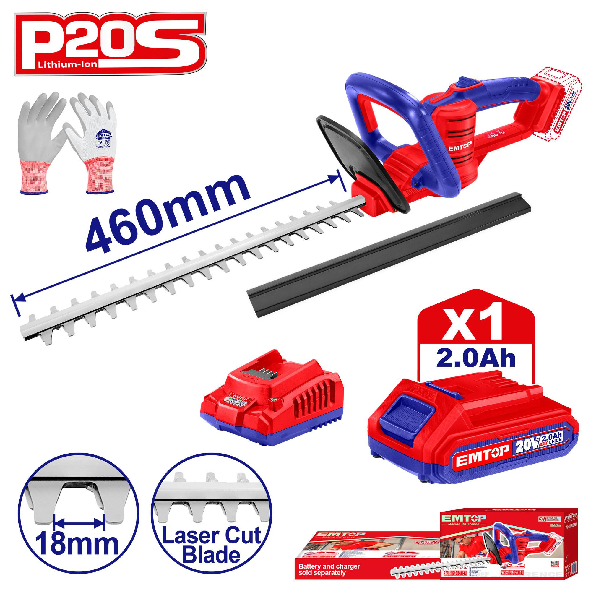 Emtop 20V Lithium-Ion Hedge Trimmer ELHT204611