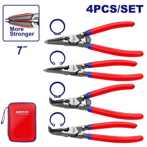 Emtop 4 Pcs circlip pliers set EPLSC7411