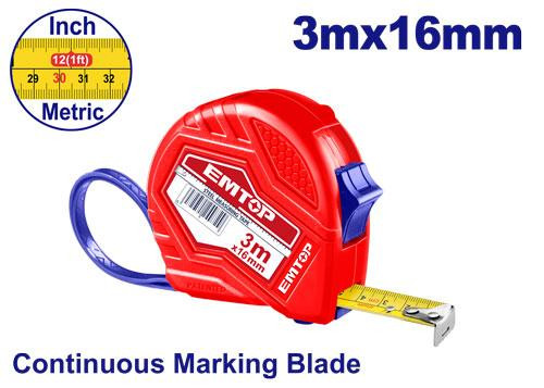 Emtop 3mx16mm Steel Measuring Tape EMTP13101
