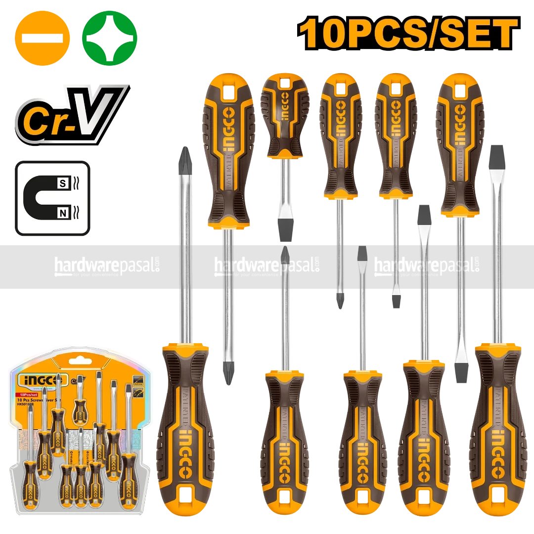 Ingco 10 Pcs screwdriver set HKSD1028
