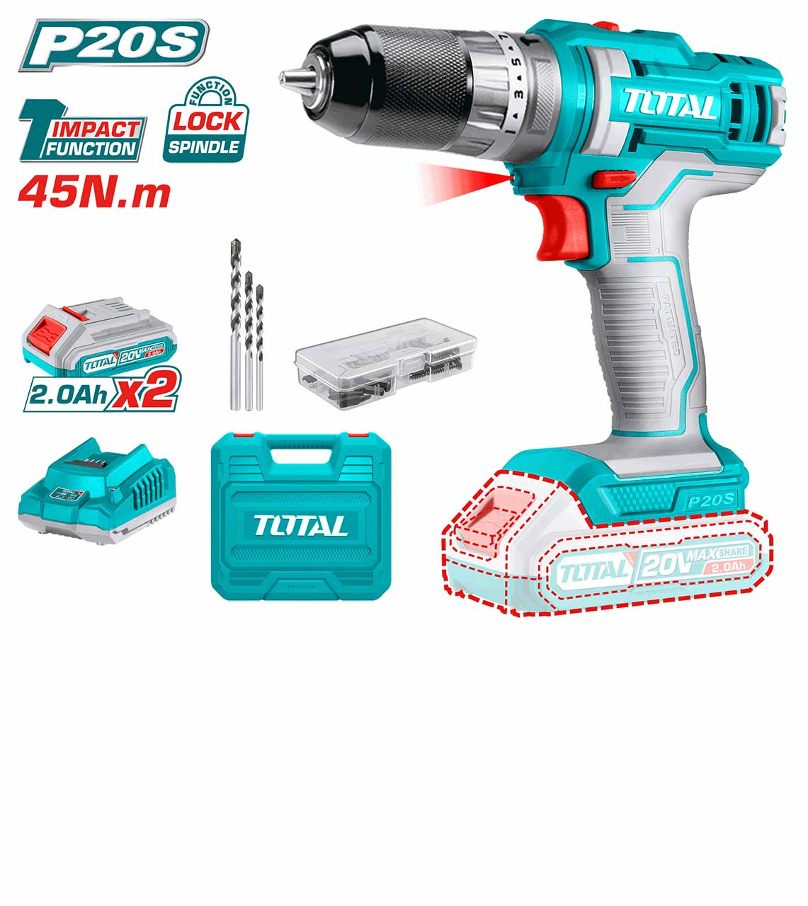 Total 20V Cordless impact drill TIDLI201452