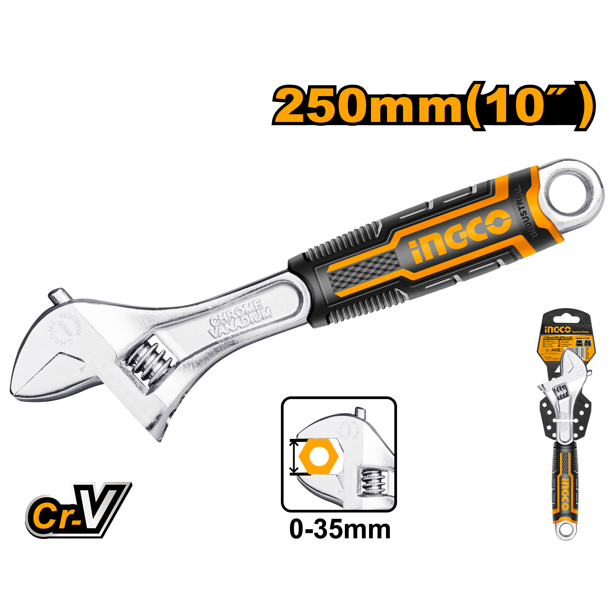 Ingco 10" Adjustable Wrench HADW131108