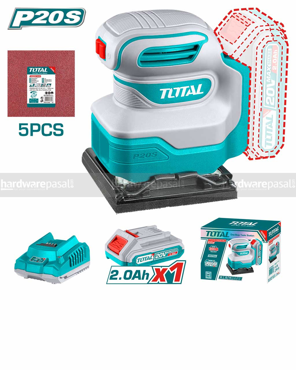 Total 20V Cordless Sheet Sander TSHSLI20141