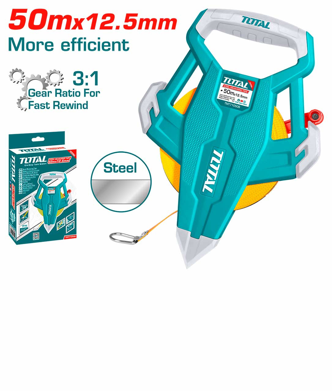 Total 50m Steel measuring tape TMT710506