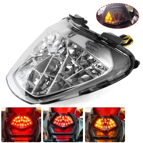 CBR Integrated Tail Light Rear Brake Turn Signal Light Motorcycle Taillight(Clear)