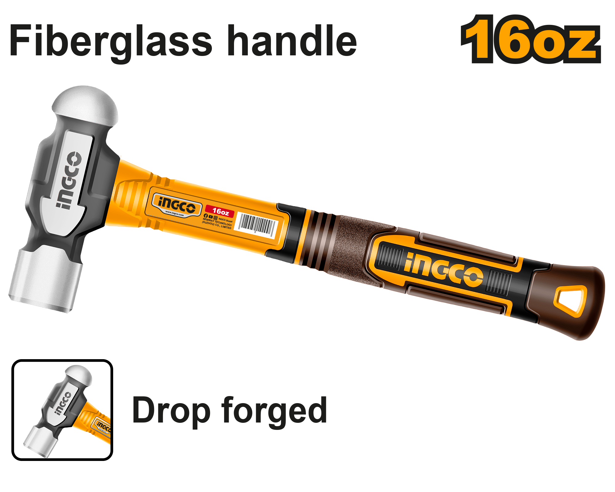 Ingco 16oz/450g Ball pein hammer HBPH81016