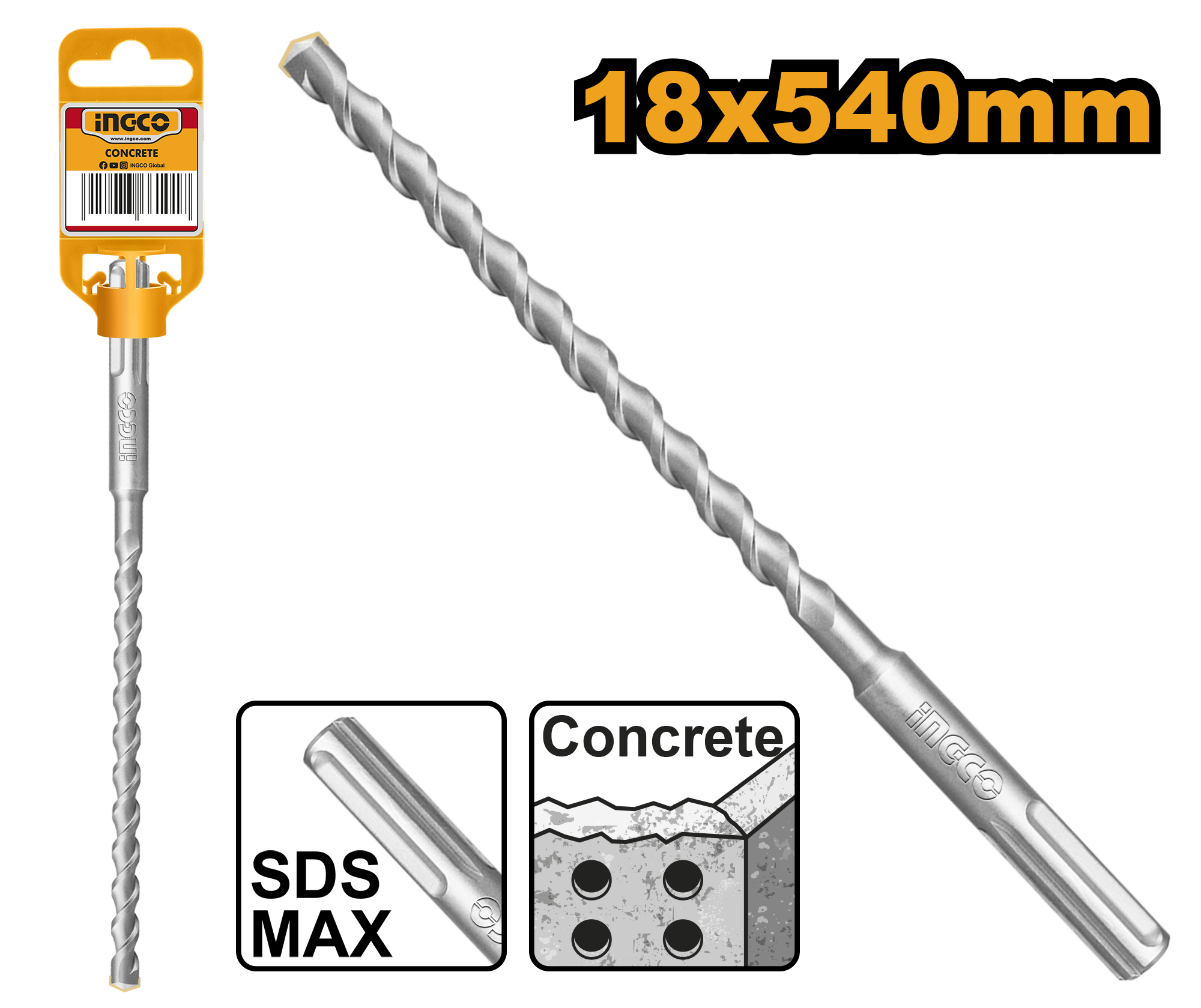 Ingco 18 X 540mm SDS max hammer drill DBH1241805
