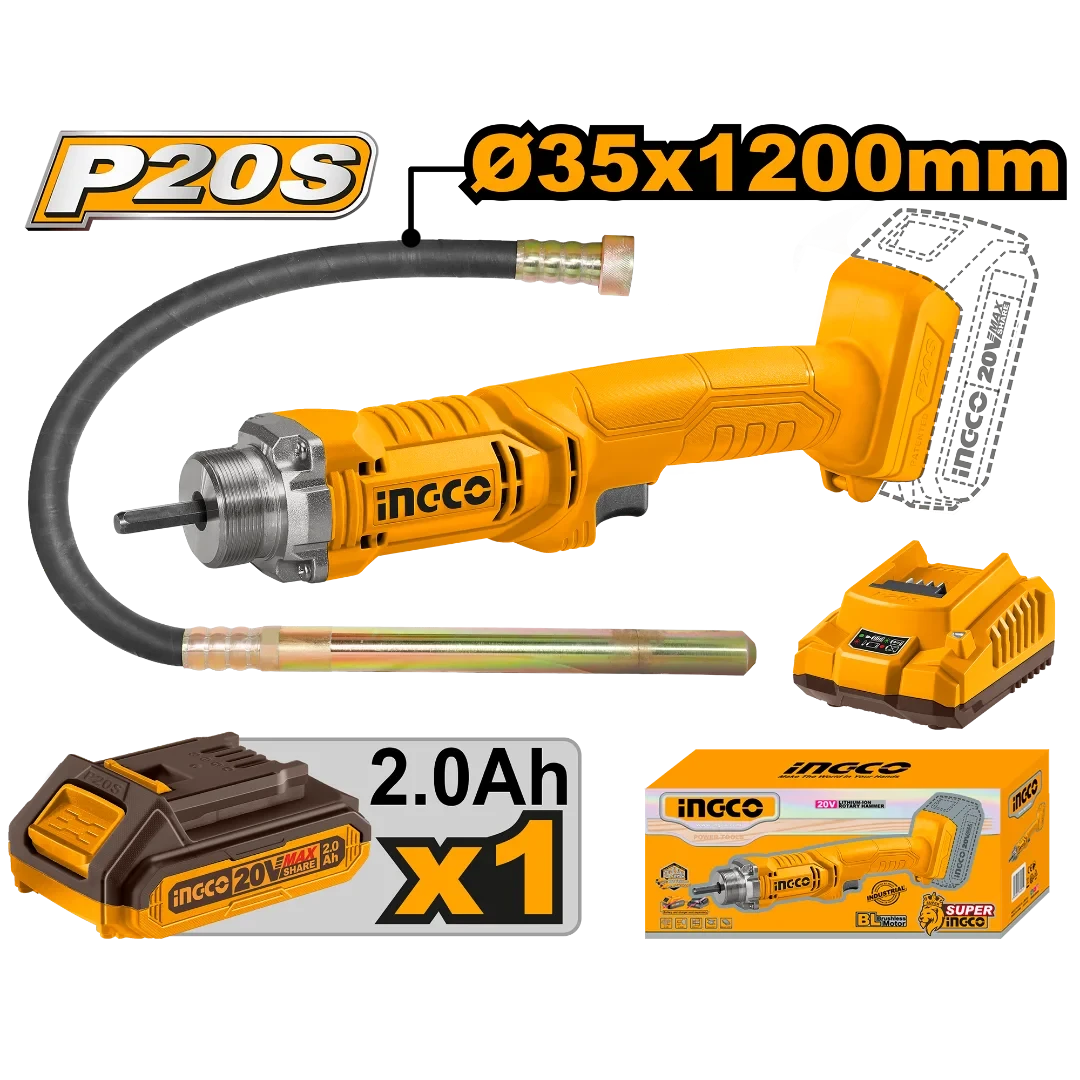 Ingco 20V Cordless concrete vibrator CCVLI202301