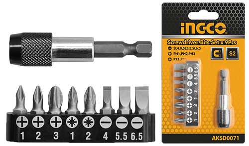 Ingco 9 Pcs screwdriver bits set AKSD0071