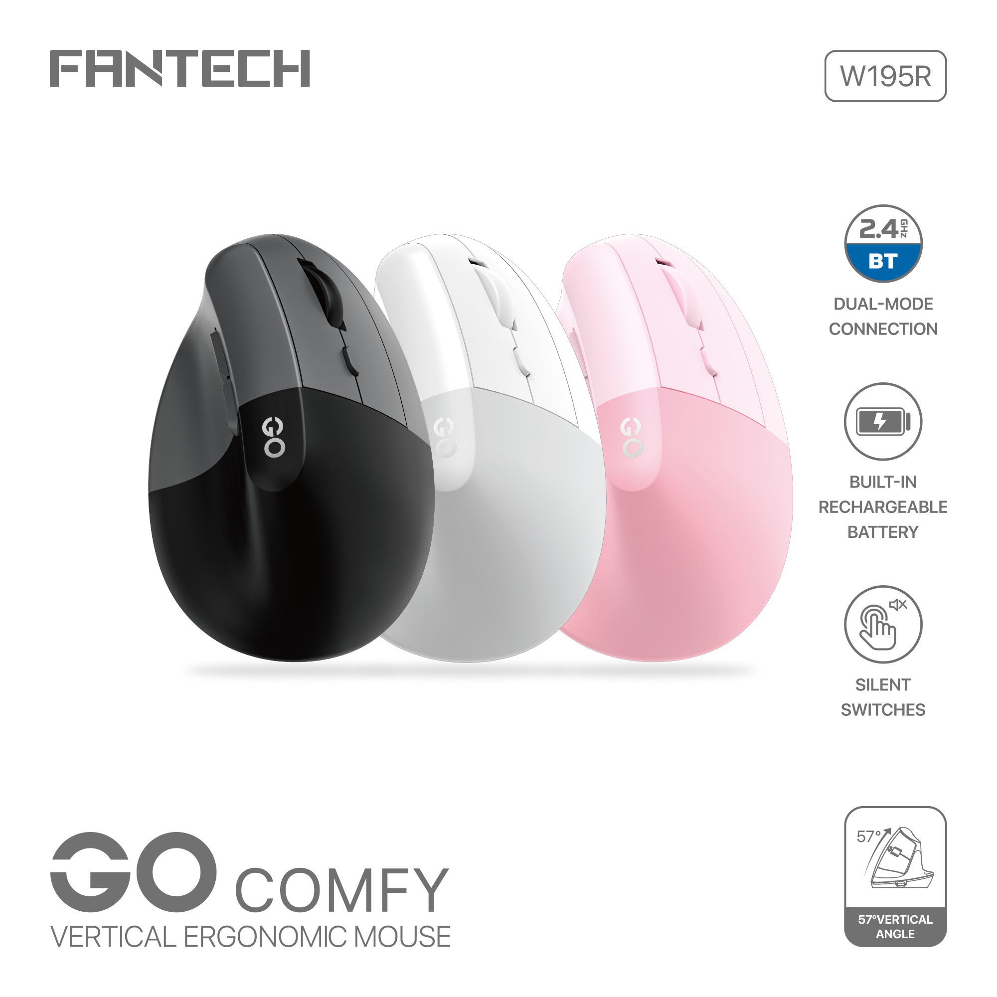 Fantech Wireless Mouse Office GO COMFY W195R