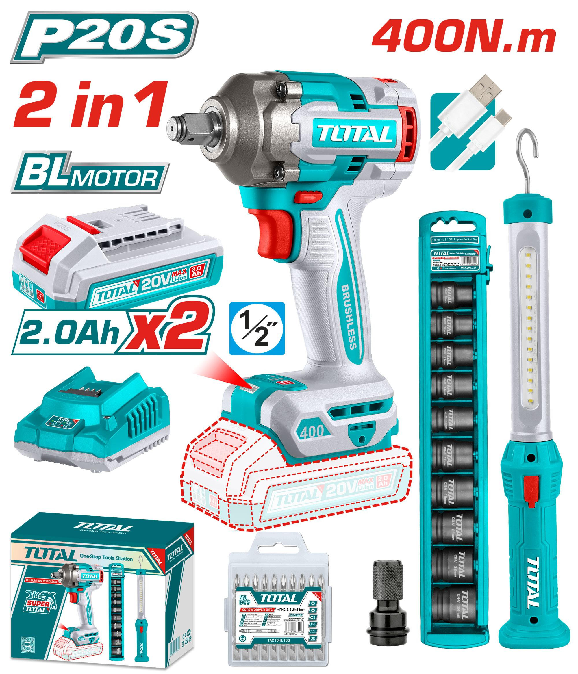 Total Combo Deal of Cordless Impact Wrench-20V (Brushless Motor)  TOSLI23048
