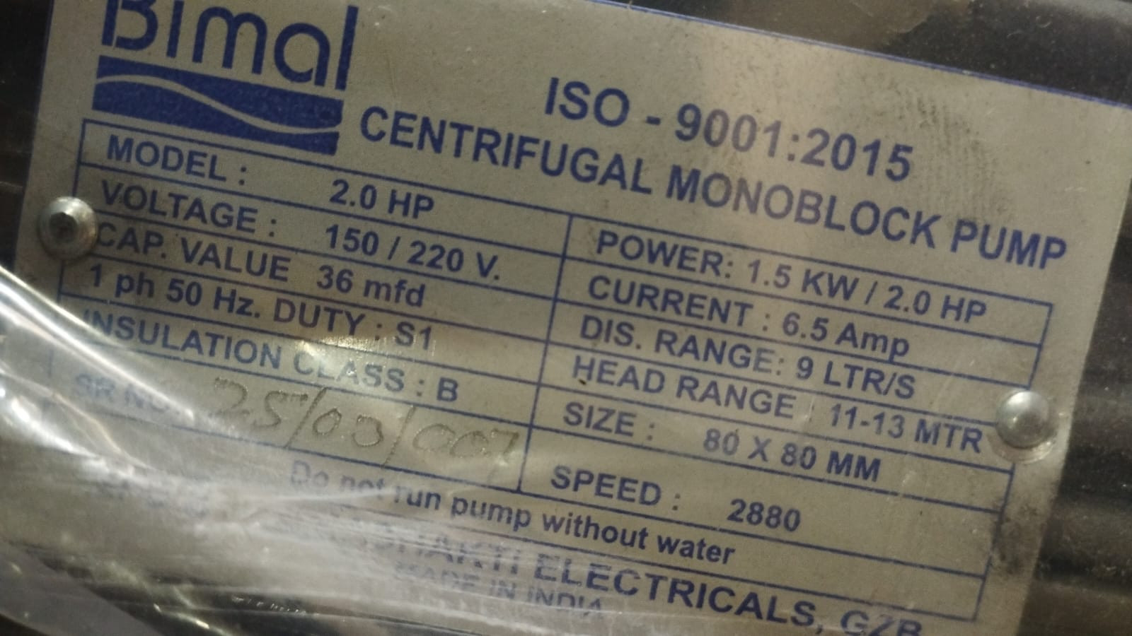 Bimal 2.0HP Centrifugal Monoblock Pump