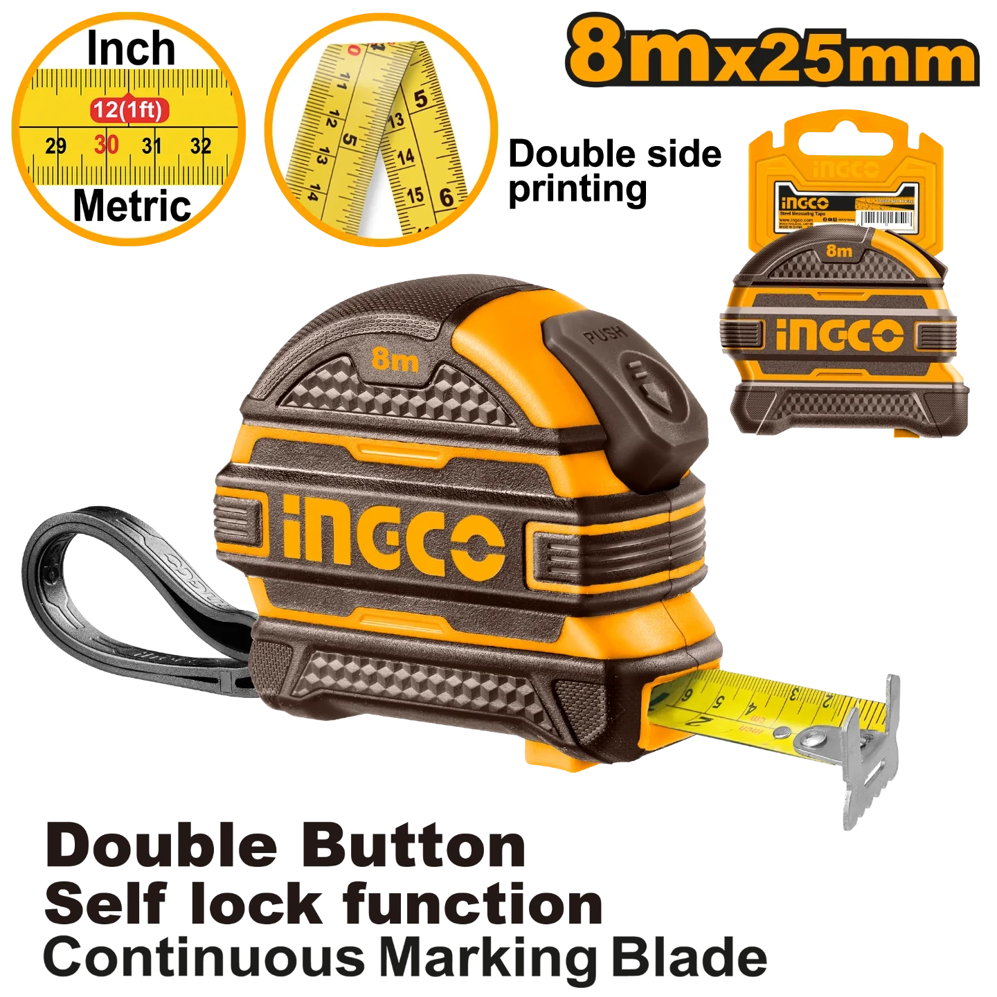 Ingco Steel measuring tape HSMT08825
