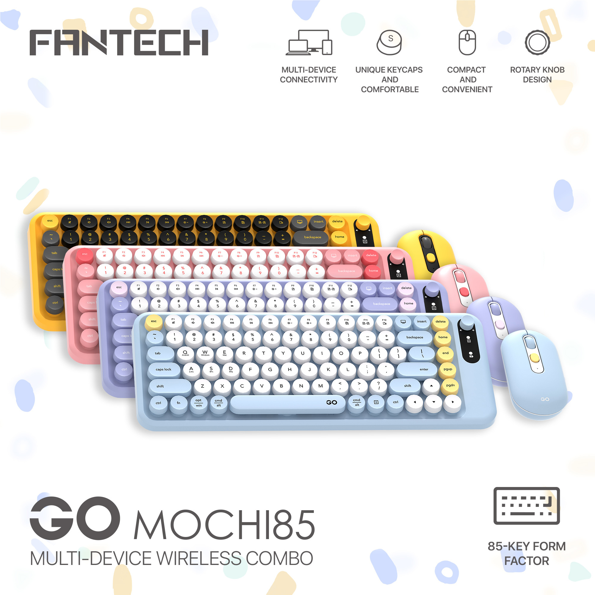 Fantech Go Mochi 85 (WK898) Combo 2in 1 Wireless Keyboard and Mouse