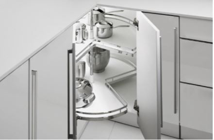 Hettich Carousel with three - quarter circle revolving shelves Arena Classic , Chrome - plated railing (820) 700554