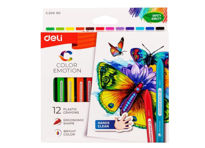 Deli EC20000 Plastic Crayon 12Color/Pkt