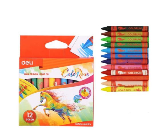 Deli EC20800 Wax Crayon 12 Color Set