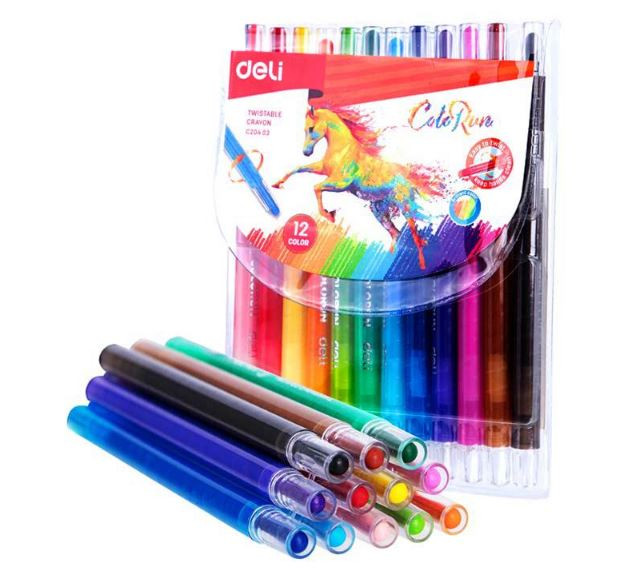 Deli EC20403 Twistable Crayon 12 Color/Pkt