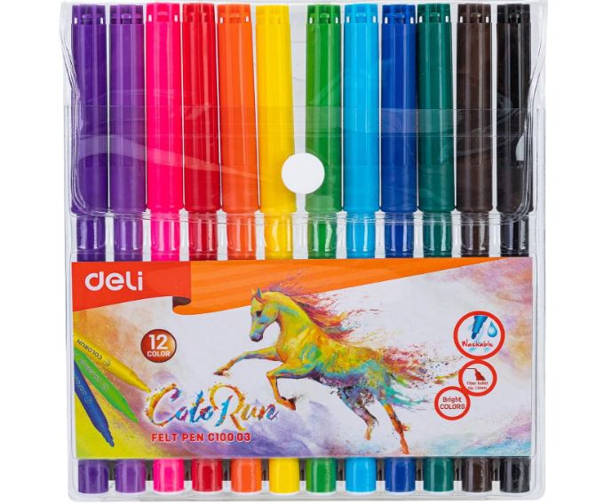 deli EC10506 Felt Pen 12 Color Tube