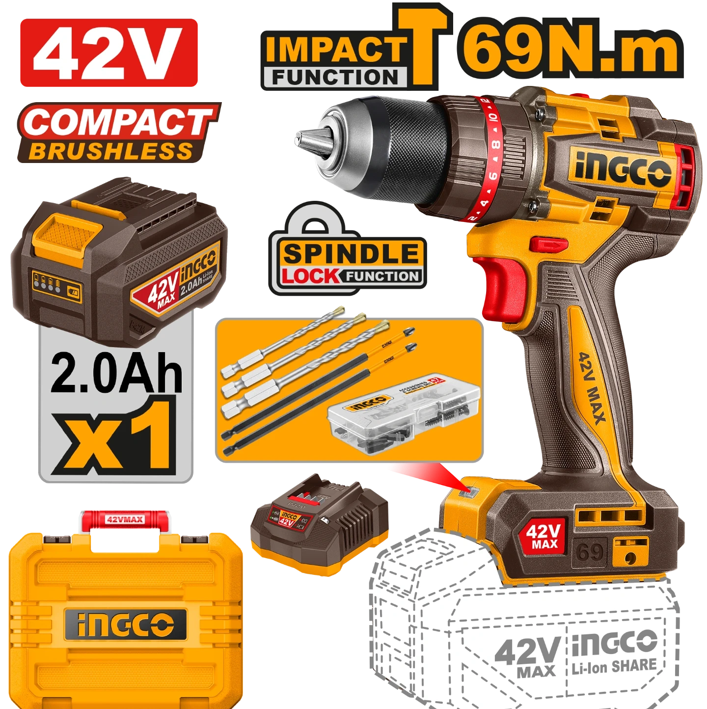 Compact Brushless Cordless Impact Drill CIDLI426981