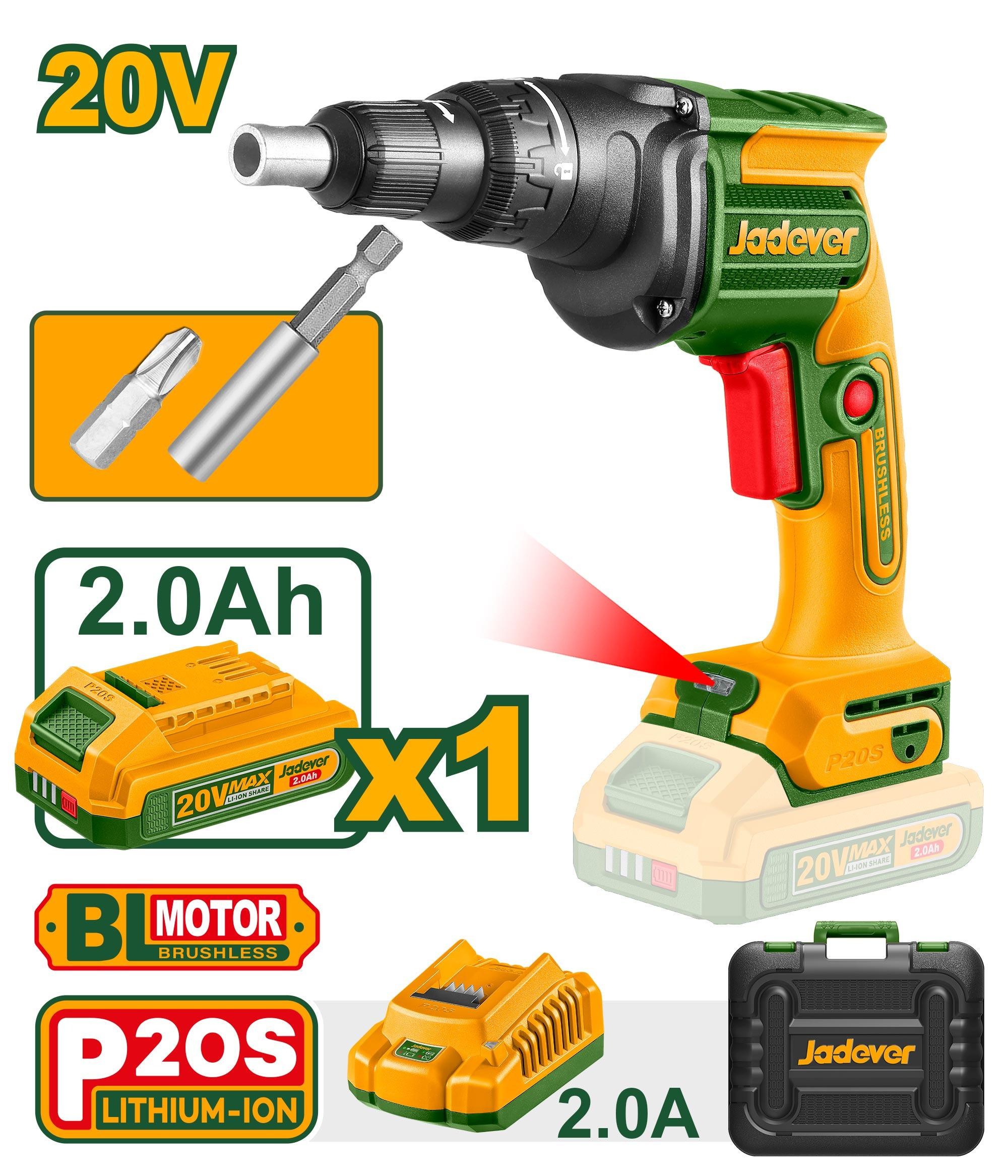 JDDS204285 Cordless Drywall Screwdriver 20V Jadever