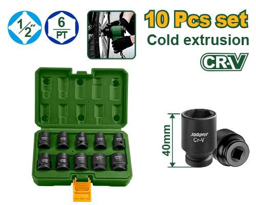 JDMS1D01 10 Pcs 1/2" Impact Socket Set Jadever