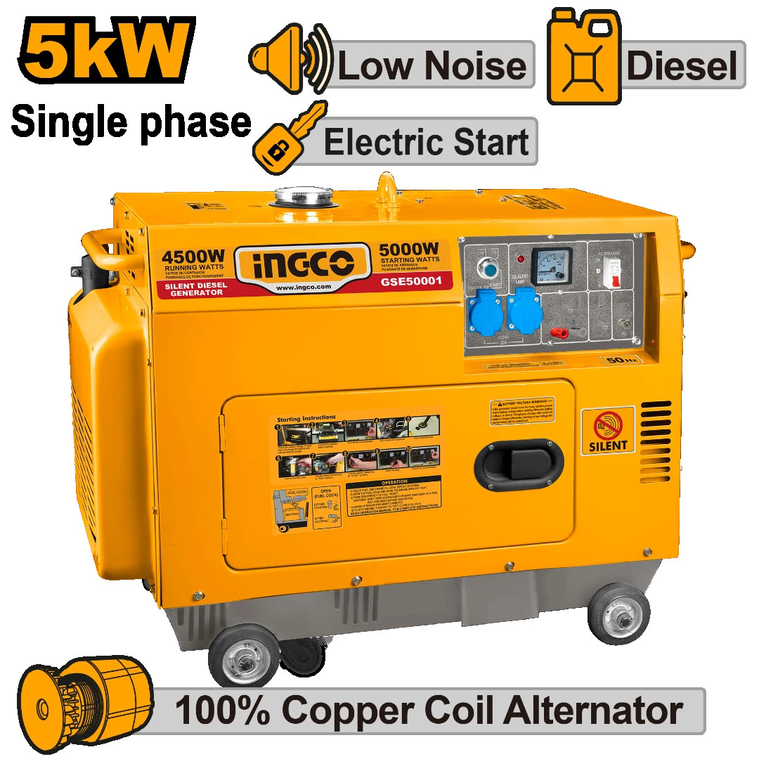 INGCO 5KW Silent diesel generator GSE50001