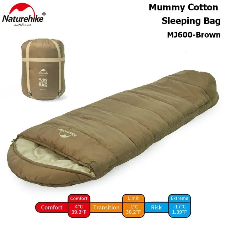 Naturehike Mummy Cutton Sleeping Bag for Adults and Children MJ600