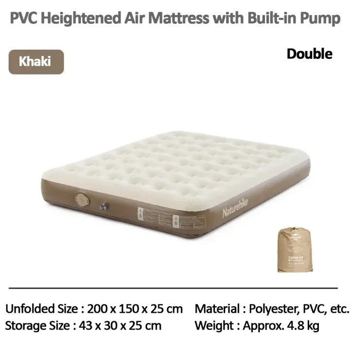 Naturehike C25 Sleeping Pad Built-in Pump PVC Air Mattress Outdoor Camping Tent Bed Air Cushion Double