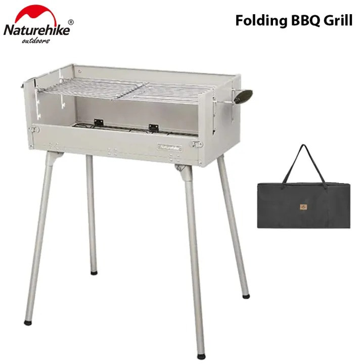 Naturehike Outdoor Folding Barbecue Grill Camping Picnic Party Charcoal Stove Adjustable Firepower 3-8 People Barbecue Stove Basic Version