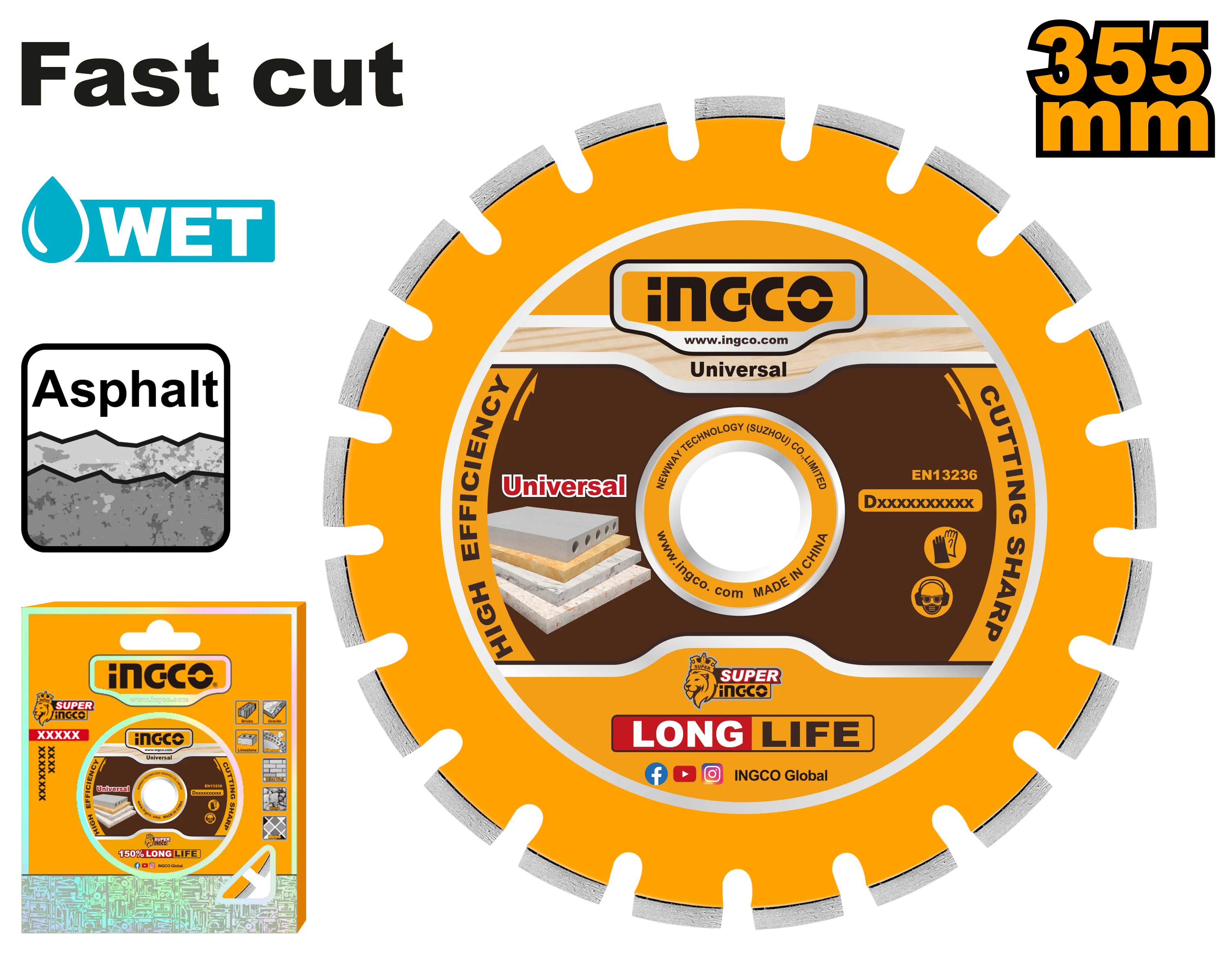 Ingco Diamond Disc For Asphalt And Concrete Cutting DMD033551