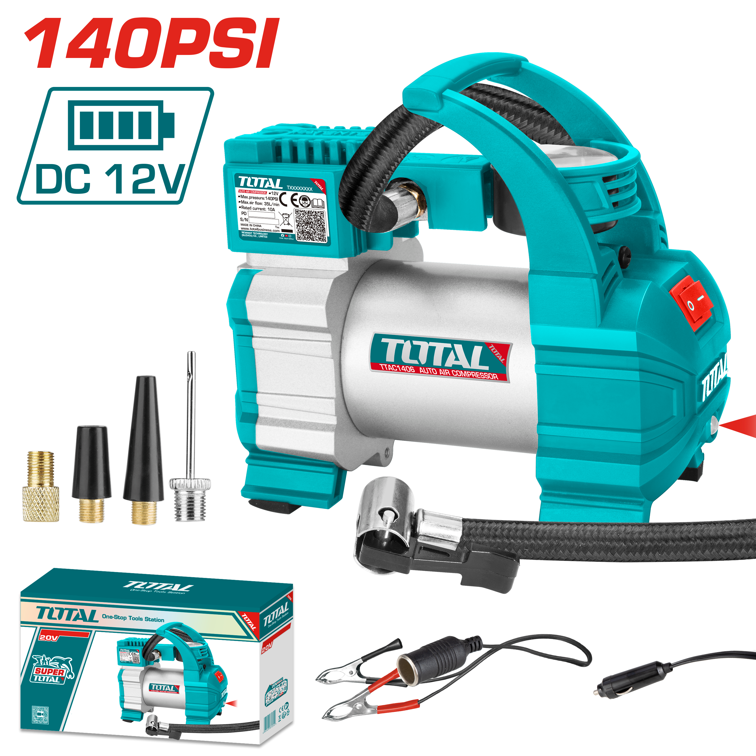 Total 10A Auto Air Compressor TTAC1406