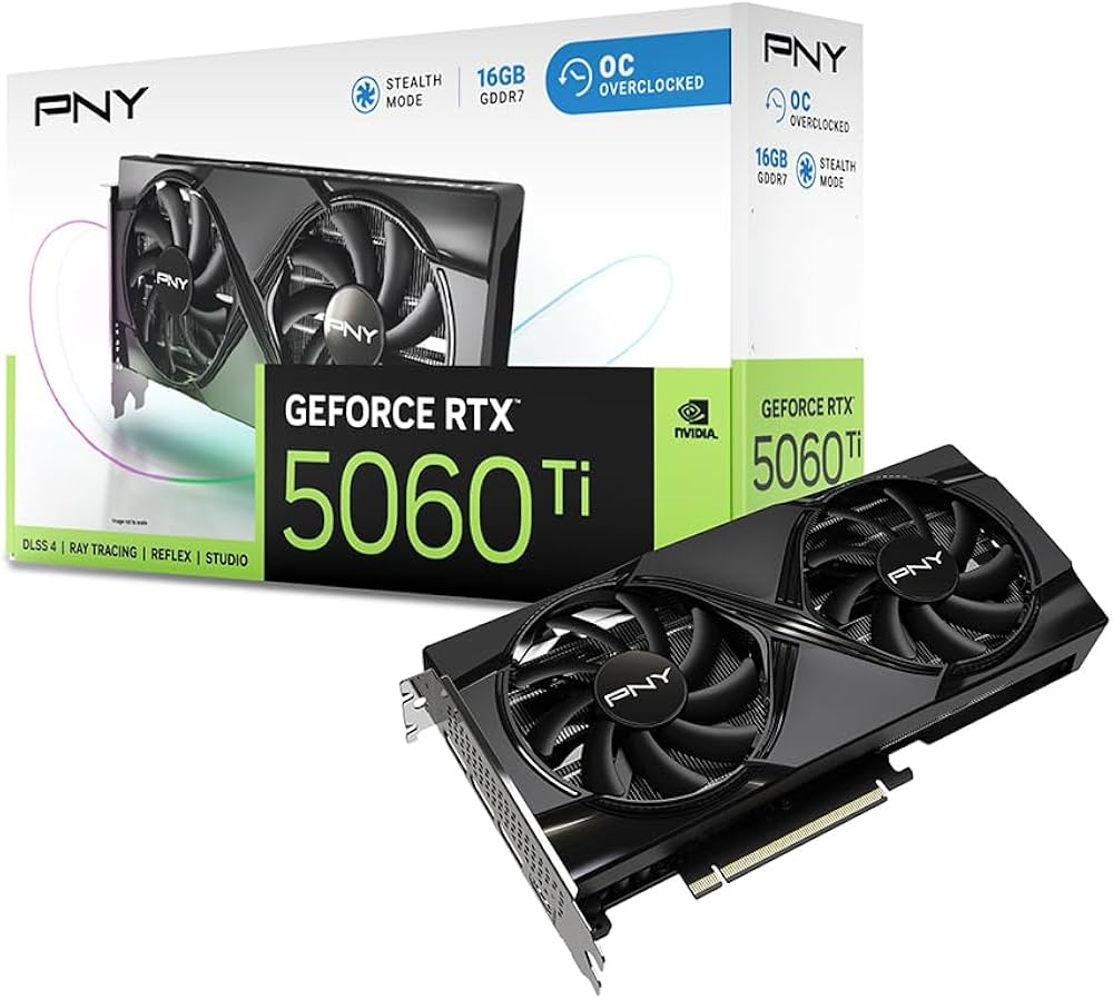 PNY GEFORCE RTX 5060TI 8GB DUAL FAN OVER CLOCKED GRAPHICS CARD