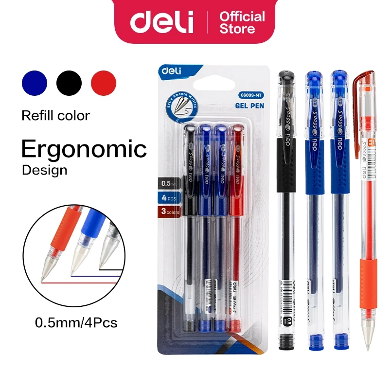 Deli 0.5mm Gel Pen (Red) E6600S