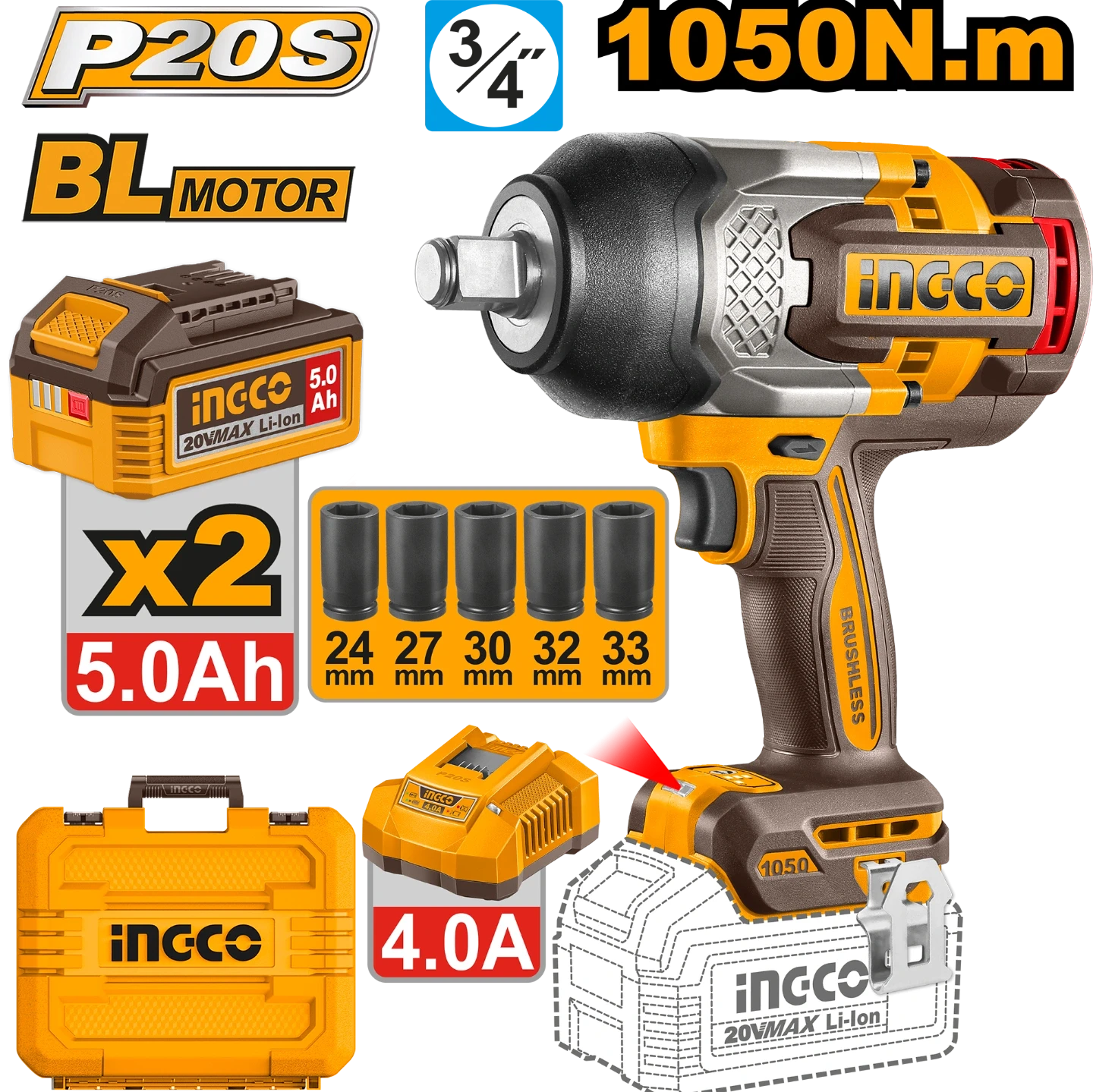 Ingco Cordless Impact Wrench CIWLI20105