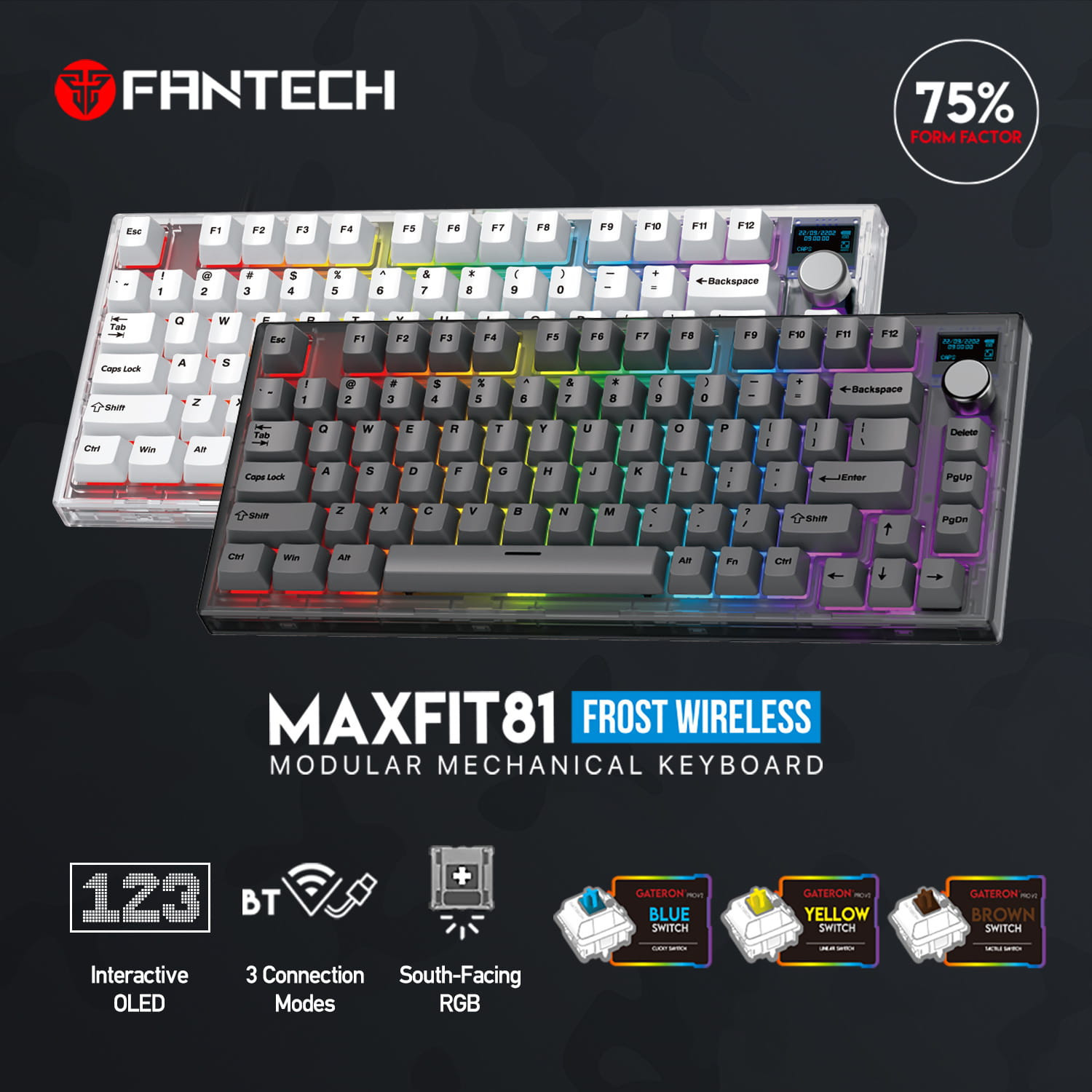 Fantech Maxfit81 MK910 PBT FROST Wireless Mechanical Keyboard