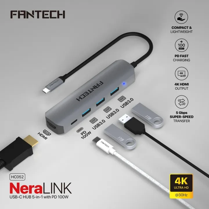 Fantech NeraLINK HC052 USB Hub Grey