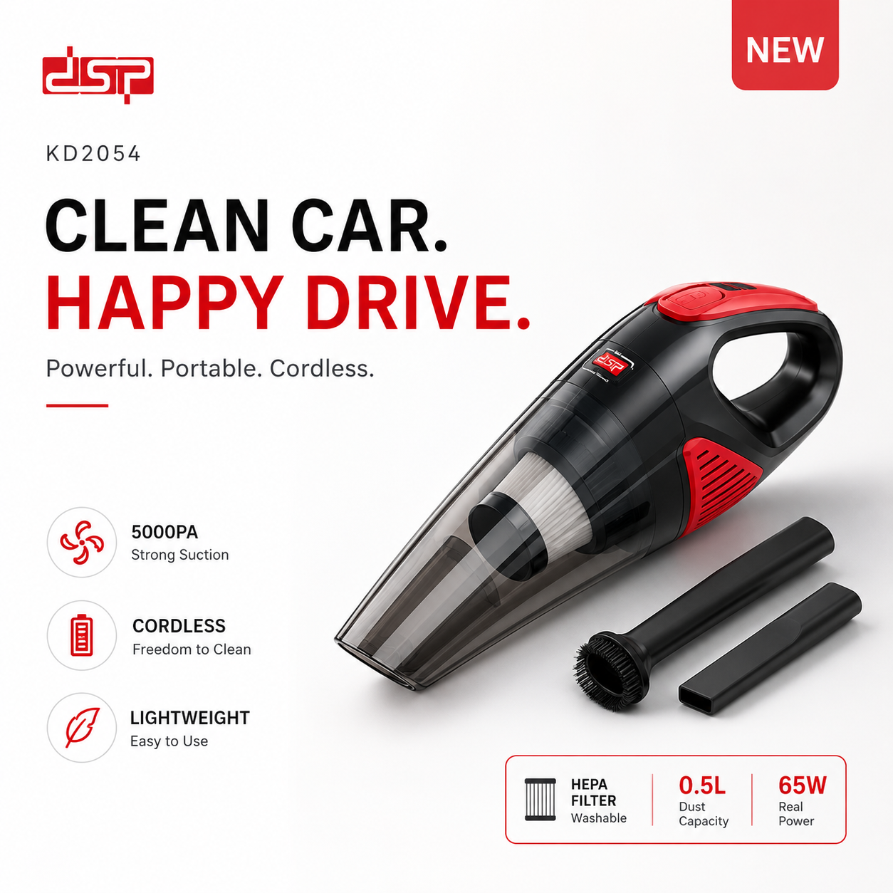 DSP Rechargeable Car Vacuum Cleaner KD2054
