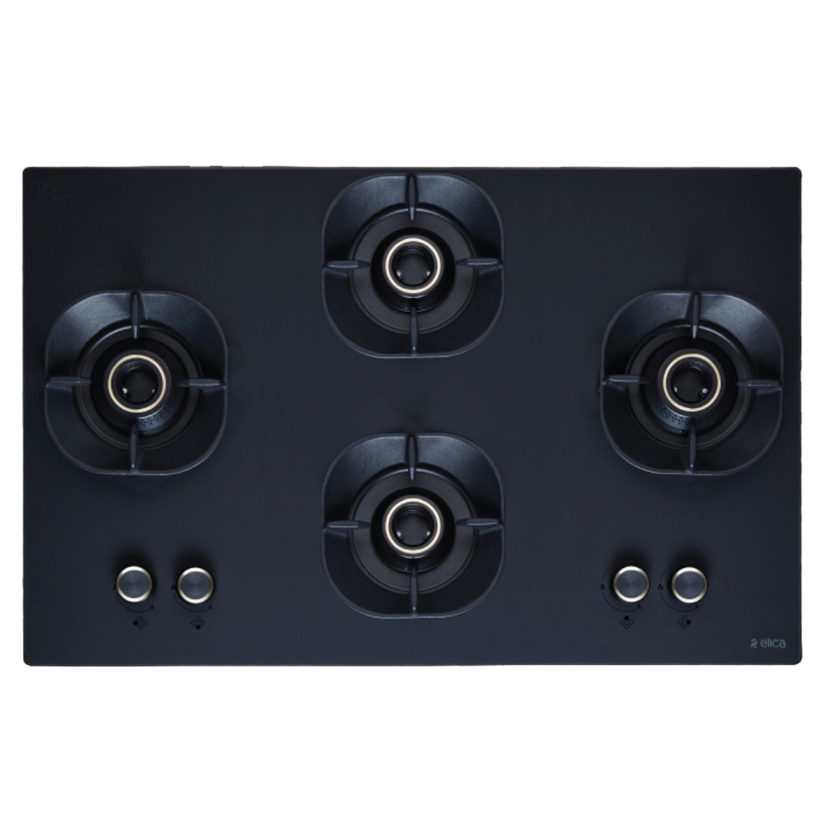 Elica 4 Burner Tempered Glass Gas Stove MATT CROWN FLEXI 491 LOTUS IND HD BRASS