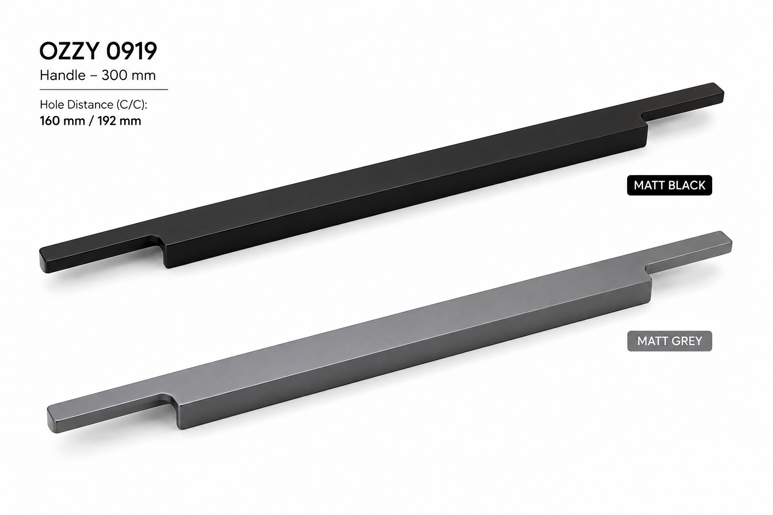 OZZY 0919 Handle – MATT BLACK, MATT GREY (300 mm)